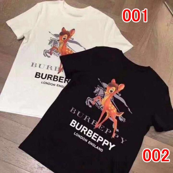 ハイブランドバーバリーTシャツ個性ヒップホップバンビレジャーメンズ レディース 夏の半袖Tシャツ カップル ファッションbambi黑 白 トップスヨーロッパとアメリカトレンド  balenciagaT-shirt