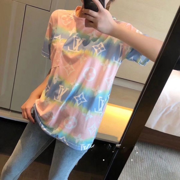 春 夏 LV Tシャツ 新色 ロゴプリントTシャツ 新元号 半袖 Tシャツ ヴィトン風 女性 ファッションTシャツ 大きいサイズ トップス 人気 快適 普段着 通勤 全試合