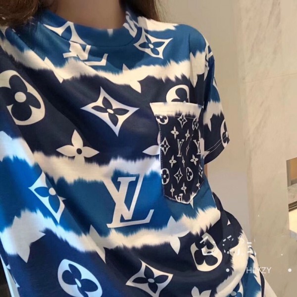 春 夏 LV Tシャツ 新色 ロゴプリントTシャツ 新元号 半袖 Tシャツ ヴィトン風 女性 ファッションTシャツ 大きいサイズ トップス 人気 快適 普段着 通勤 全試合