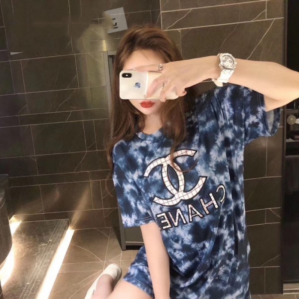 CHANEL 大きいサイズトップス 春 夏 半袖Tシャツ レディース ファッション 新色 プリント Tシャツ 新元号 T-shirt ブランド風 シャネル ヨーロッパとアメリカ ティシャツ