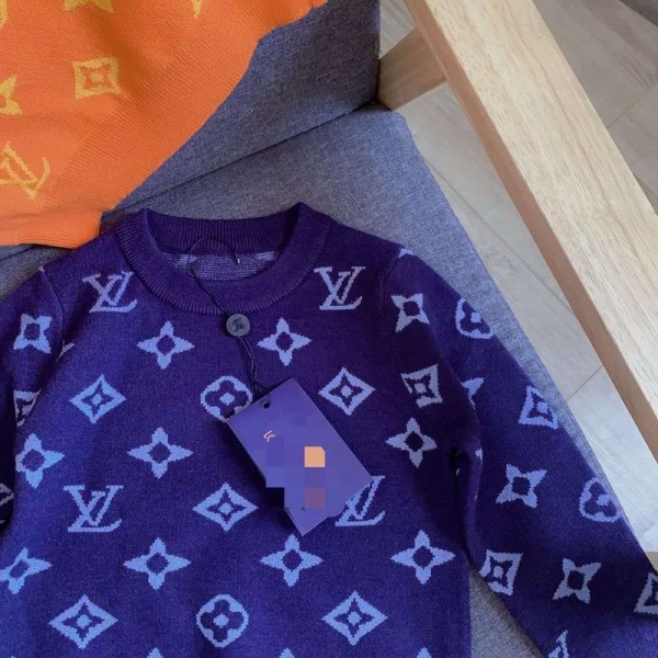 Louis Vuitton 子ども セーター 秋冬装 男の子 女の子 長袖 セーター ブランド ヴィトン風 潮 暖かい 3-10歳 キッズ服 カジュアル 可愛い セーター 