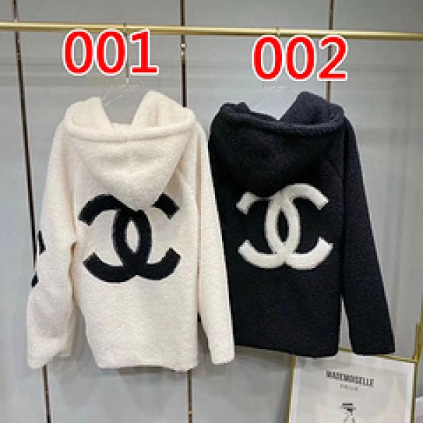 chanel 毛皮/ファーコート 秋冬 ソフト 暖かい オシャレ小香風 ジッパー コート帽子付きレディース向け CHANEL 黒 白 シンプル カジュアル 大きいサイズ コート 若者愛用 