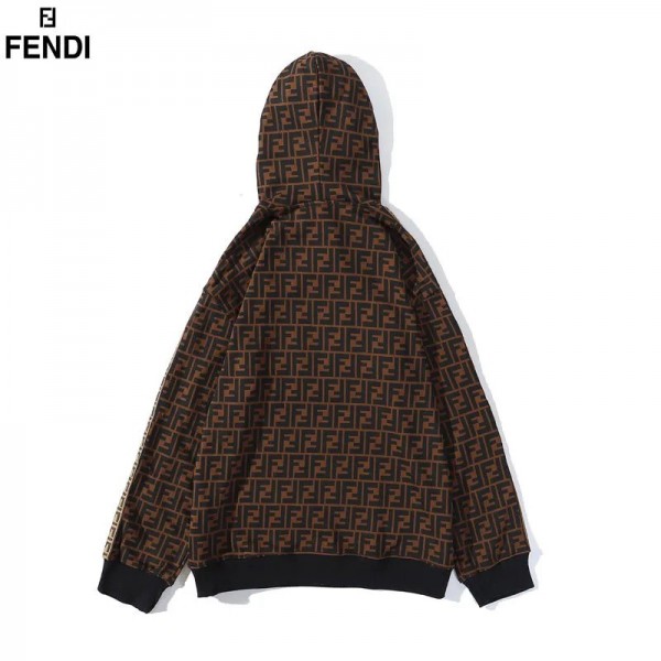 Fendi フェンデイ モノグラム パーカー メンズ カジュアル ブランド ファッション シュッコンカスミソウ 帽子付きコットン製ソフト Parker レディース 春秋装 ユニセックス 長袖 スウェットパーカー