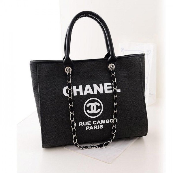 シャネル ハンドバッグ  黒 ショルダー キャンバス製 女性向け おしゃれブランド CHANEL 大容量 ショルダーバッグ レディース ハンドバッグ ワイルドステッチ