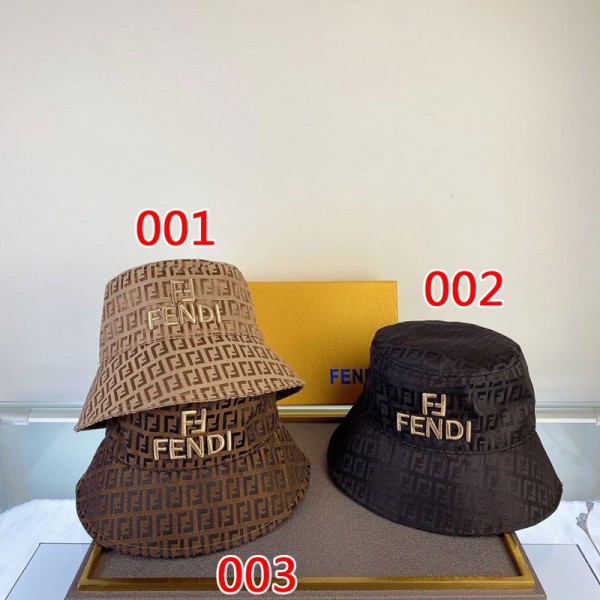 FENDI フェンディ 漁師の帽子 コピーブランドオシャレFFモノグラムプリントハット 刺繍logo付き 日焼け止めキャップカジュアル ファッション