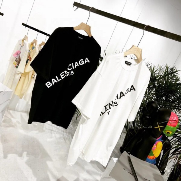 Balenciaga/バレンシアガブランドTシャツパロディ風 春 夏おしゃれ 