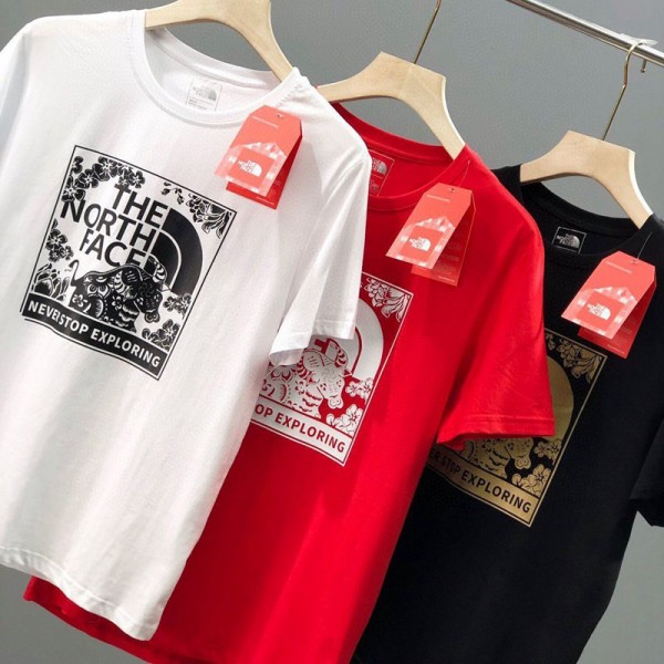 ザノースフェイスブランド半袖 tシャツメンズファッション潮流コットンtシャツレディースカジュアル牛柄 快適トップス中国風