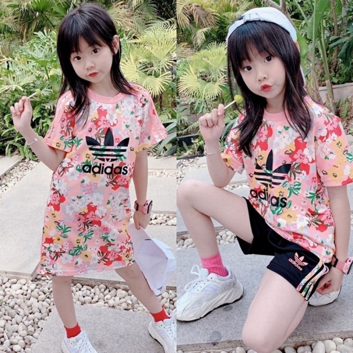 セットアップ キッズ ジュニア服 Tシャツ 女の子 子供服 3ストライプス 上下セット ショーツ Adidas 男の子