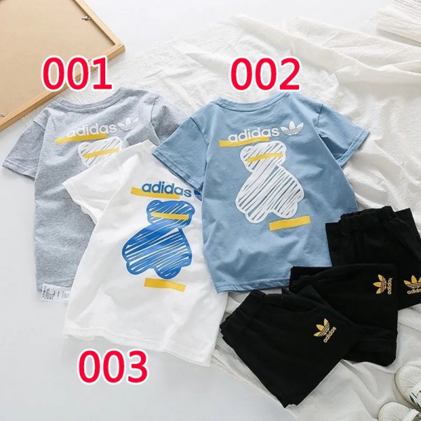 2021夏アディダス子供ｔシャツ半ズボンスーツブランドかわいい中小の子供 学生スポーツ風スーツファッション潮流 男女兼用 子供服