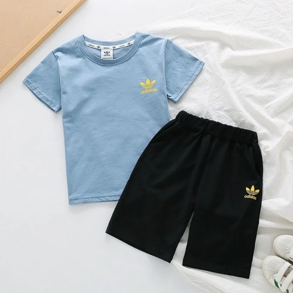 2021夏アディダス子供ｔシャツ半ズボンスーツブランドかわいい中小の子供 学生スポーツ風スーツファッション潮流 男女兼用 子供服