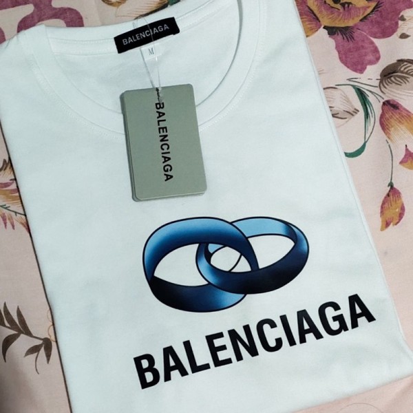 バレンシアガｔシャツ春夏 薄いコットン トップスBalenciagaブランド レディースおしゃれT-shirtメンズゆったりＴシャツ若者愛用