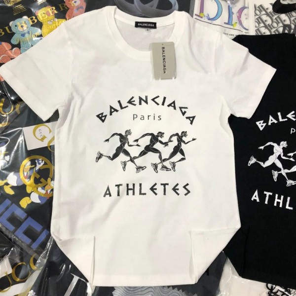 バレンシアガブランド高品質な親子服ファッション笑顔柄コットン子供Ｔシャツ2021春夏シンプル青春 半袖ｔシャツ男女兼用人気