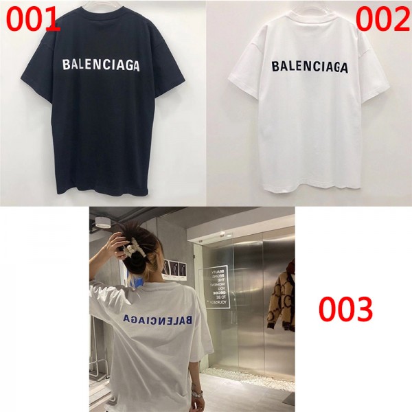 バレンシアガブランド半袖ｔシャツカジュアルBalenciaga英字ロゴtシャツコットン快適なカップルtシャツファッション