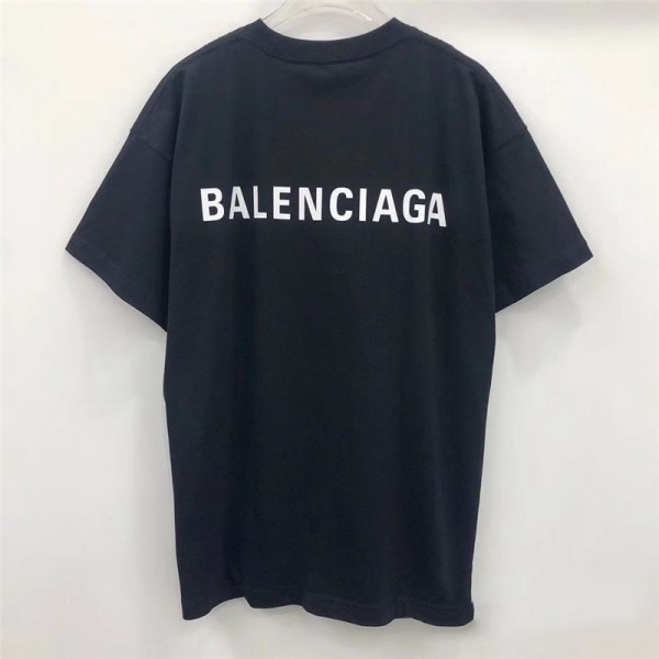 バレンシアガブランド半袖ｔシャツカジュアルBalenciaga英字ロゴtシャツコットン快適なカップルtシャツファッション