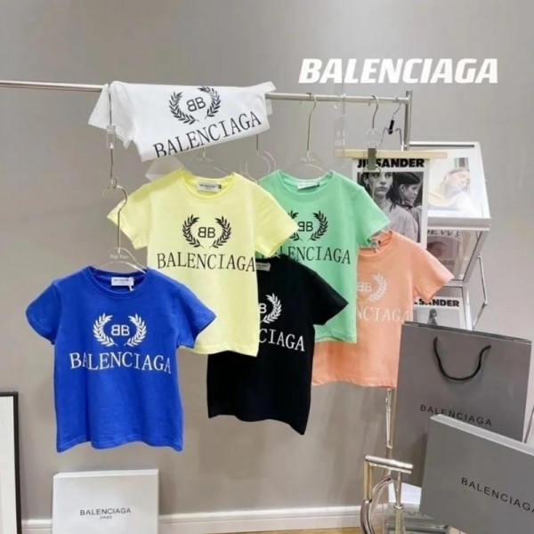 2021夏バレンシアガ子供ｔシャツブランド新品ファッションコットンキッズ半袖ｔシャツ男の子女の子快適な上着T-shirt