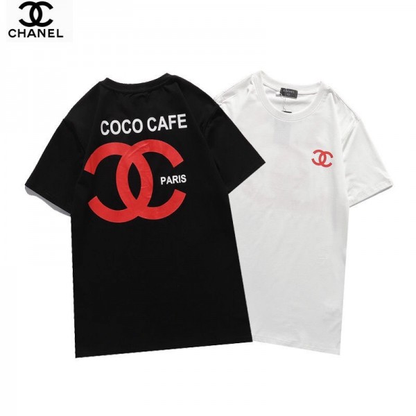 Chanel/シャネルブランドｔシャツシンプルでおしゃれ半袖コットンT-shirtカップルカジュアル2021春CCロゴプリントＴシャツ送料無料