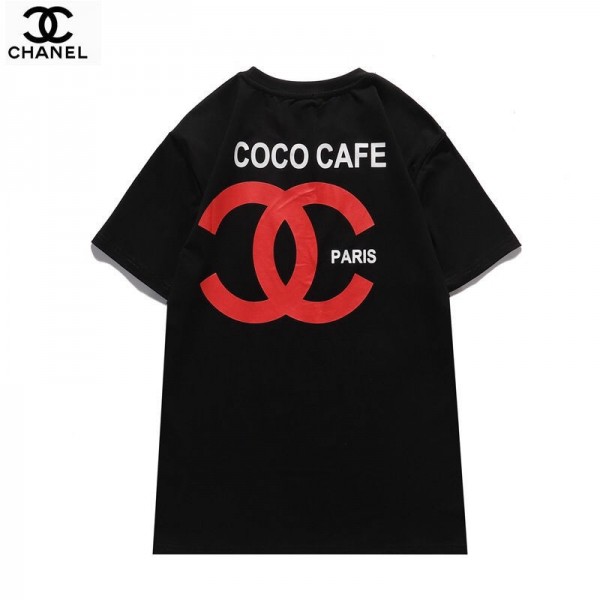 Chanel/シャネルブランドｔシャツシンプルでおしゃれ半袖コットンT-shirtカップルカジュアル2021春CCロゴプリントＴシャツ送料無料