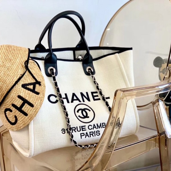 Chanelブランドキャンバスバッグ女性向けビーチバッグシャネルファッション大容量手提げバッグおしゃれお母さんバッグショッピングバッグ