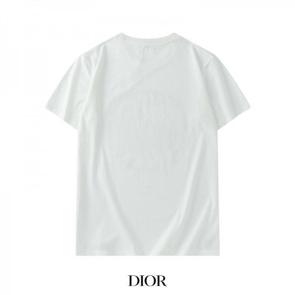 Diorディオール半袖ｔシャツブランドカジュアル丸首コットンＴシャツ男女ゆったり白 黒トップス若者愛用カップルtシャツ