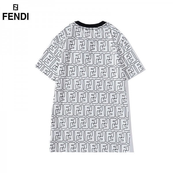 フェンディＴシャツ2021新品 男女兼用T-shirt FFロゴ半袖 丸首コットントップスFENDIブランドカジュアル韓国風芸能人愛用ｔシャツシンプル快適なＴシャツ