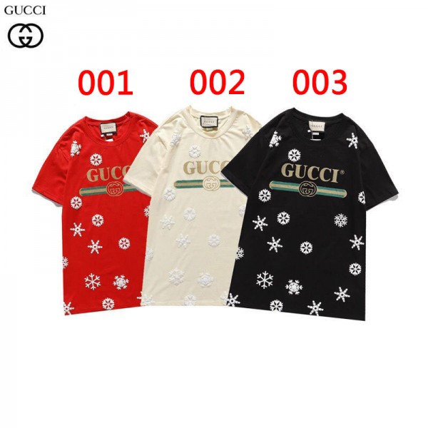 ハイブランドグッチｔシャツ半袖 コットンＴシャツ金粉モノグラムロゴメンズT-shirt GUCCIスノーフレークtシャツレディースゆったり上着