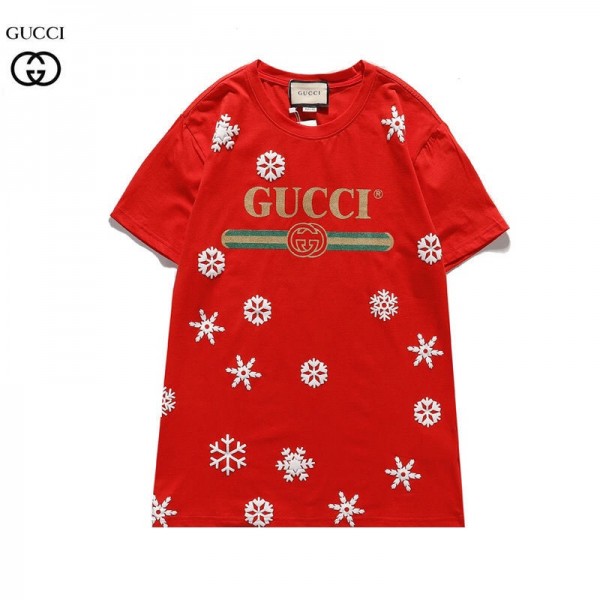 ハイブランドグッチｔシャツ半袖 コットンＴシャツ金粉モノグラムロゴメンズT-shirt GUCCIスノーフレークtシャツレディースゆったり上着