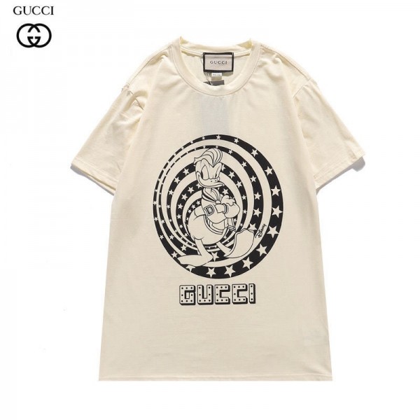 グッチGucciＴシャツコピーブランドレディースメンズＴシャツかっこいいドナルドダックプリントtシャツカジュアル半袖 コットン 丸首 トップス