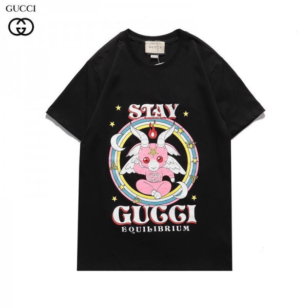 Gucciブランドｔシャツ半袖 夏コットン T-shirtコピーグッチブランドおしゃれレディース夏物 服ins男女同型 天使柄プリントtシャツ