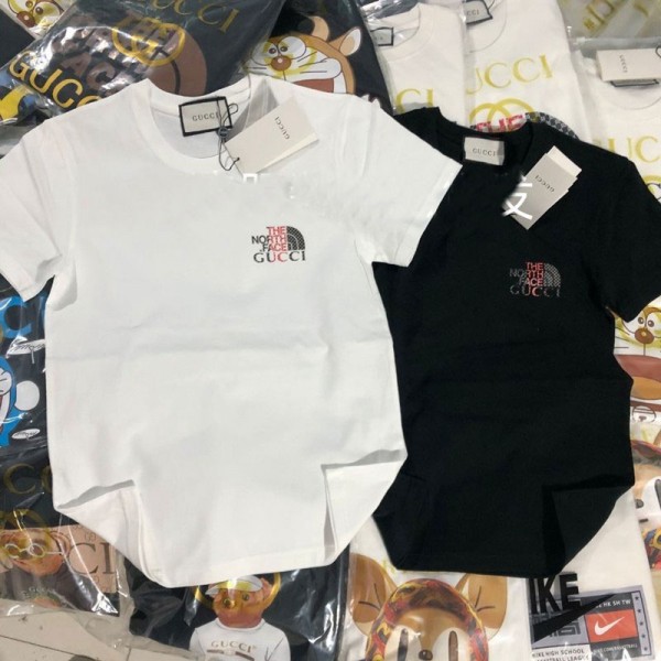 グッチブランド半袖Ｔシャツ春夏ザノースフェイス薄いコットン子供ｔシャツファッションカジュアル親子服おしゃれ子供服