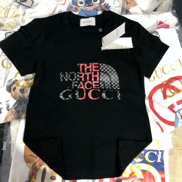 グッチブランド半袖Ｔシャツ春夏ザノースフェイス薄いコットン子供ｔシャツファッションカジュアル親子服おしゃれ子供服