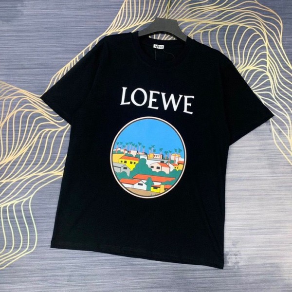 ロエベLoewe半袖TシャツブランドメンズファッショントップスレディースオシャレＴシャツ若者愛用シンプルLoewe町T-shirt