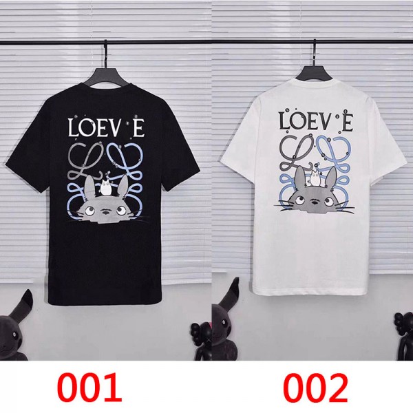 ロエベブランド半袖ｔシャツ2021夏新作アニメ竜猫プリントＴシャツメンズカジュアル若者愛用Ｔシャツファッション