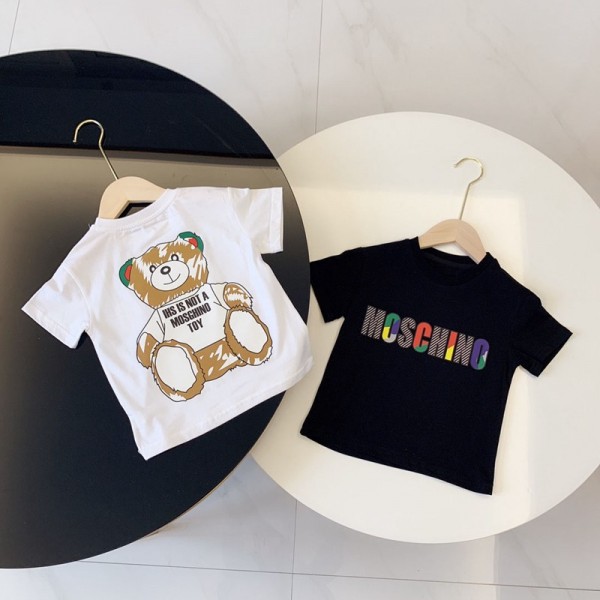 moschinoモスキーノｔシャツモス小熊プリント子供服きれい親子服パロディ風ブランドゆったり子供服Ｔシャツ男女兼用 人気