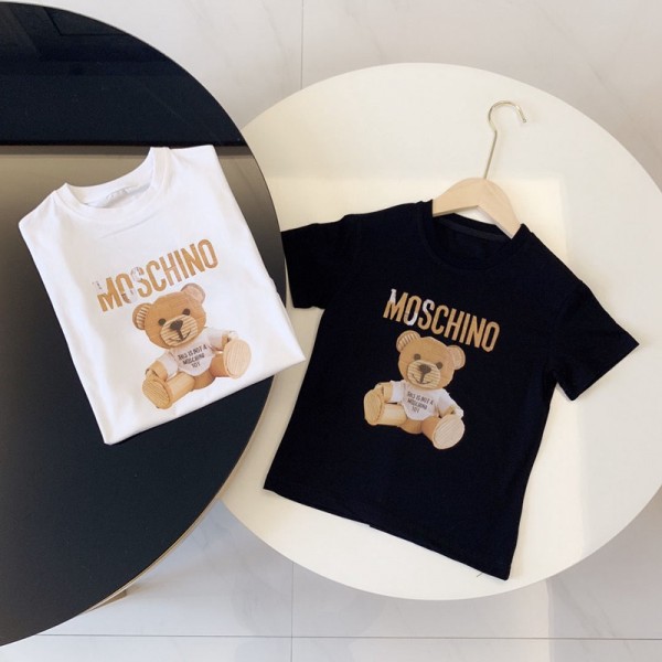 モスキーノブランドｔシャツ男の子 夏服moschinoかわいい子供服 ゆったり女の子 半袖 子供の服 韓国風コットン親子服 快適なＴシャツ男女兼用 大人サイズ