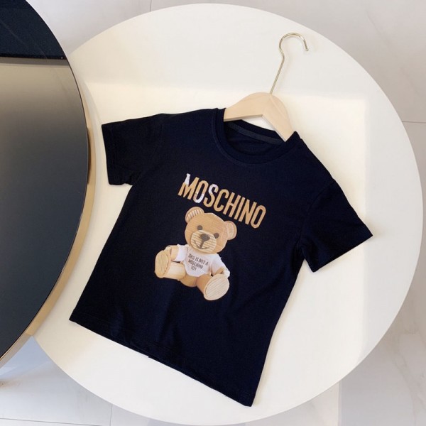 モスキーノブランドｔシャツ男の子 夏服moschinoかわいい子供服 ゆったり女の子 半袖 子供の服 韓国風コットン親子服 快適なＴシャツ男女兼用 大人サイズ