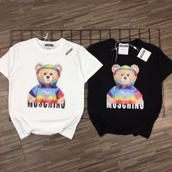 moschino/モスキーノ男女兼用Tシャツ可愛い風クマ柄付きカジュアルTシャツファッションレディーズメンズシンプル 若者爱用トップスコピーブランド ジェンダーレス服