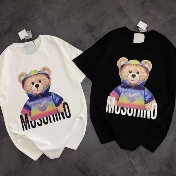 moschino/モスキーノ男女兼用Tシャツ可愛い風クマ柄付きカジュアルTシャツファッションレディーズメンズシンプル 若者爱用トップスコピーブランド ジェンダーレス服