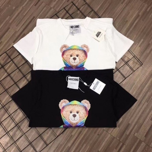 moschino/モスキーノ男女兼用Tシャツ可愛い風クマ柄付きカジュアルTシャツファッションレディーズメンズシンプル 若者爱用トップスコピーブランド ジェンダーレス服