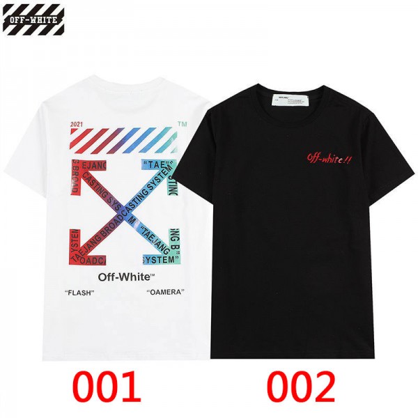 オフ-ホワイトブランドｔシャツ個性 潮流Ｔシャツ春夏 半袖tシャツ2021新品レディースコットンｔシャツメンズ黒 白カジュアルトップス