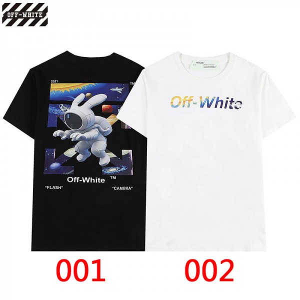 2021新品オフ-ホワイト半袖ｔシャツブランドカラーoff-whiteロゴプリントＴシャツかわいい宇宙漫画ｔシャツ男女半袖