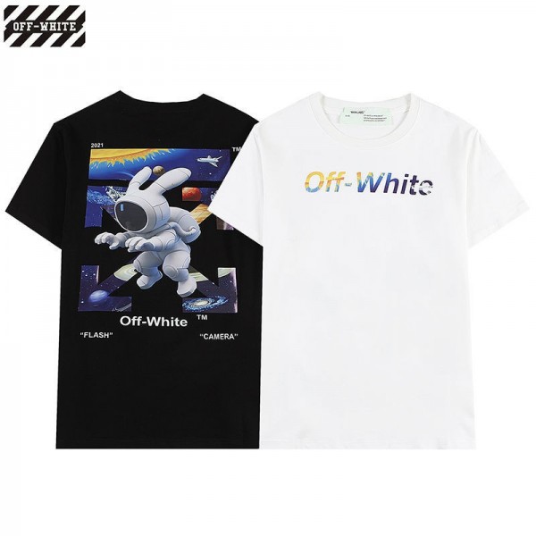 2021新品オフ-ホワイト半袖ｔシャツブランドカラーoff-whiteロゴプリントＴシャツかわいい宇宙漫画ｔシャツ男女半袖