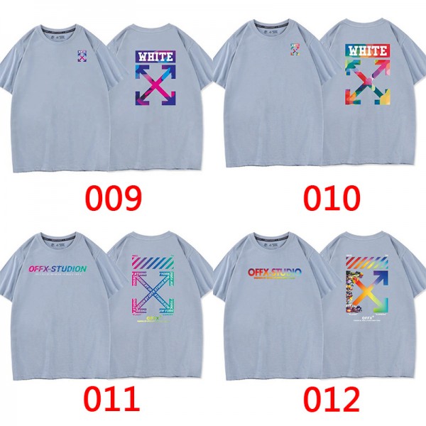 オフ-ホワイトブランド夏コットンｔシャツゆったりoffプリント丸首Ｔシャツ薄い肌に優しいトップス大きなサイズ潮流Ｔシャツ