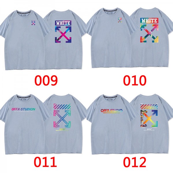 オフ-ホワイトブランド夏コットンｔシャツゆったりoffプリント丸首Ｔシャツ薄い肌に優しいトップス大きなサイズ潮流Ｔシャツ