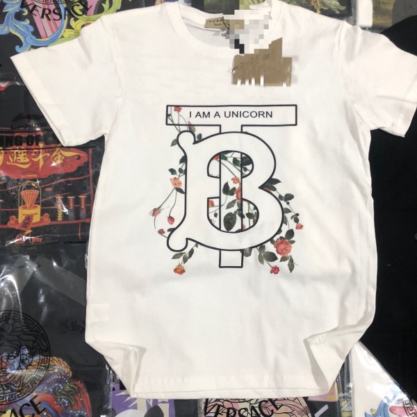 2021春夏バーバリー親子tシャツブランドファッション男女兼用コットントップス おしゃれ花柄 快適 キッズtシャツ 柔らかい 肌に優しい親子服