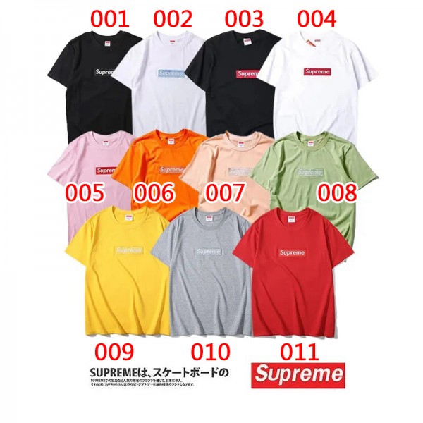 ファッションブランドSupreme半袖tシャツクラシック刺繍赤ラベルbox tシャツシュプリームキャンディカラー男女カップルトップス夏 若者愛用