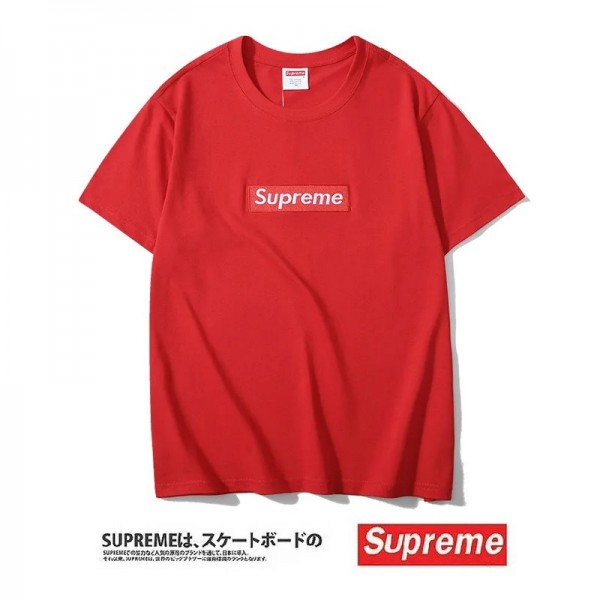 ファッションブランドSupreme半袖tシャツクラシック刺繍赤ラベルbox tシャツシュプリームキャンディカラー男女カップルトップス夏 若者愛用