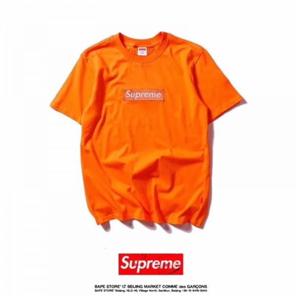 ファッションブランドSupreme半袖tシャツクラシック刺繍赤ラベルbox tシャツシュプリームキャンディカラー男女カップルトップス夏 若者愛用