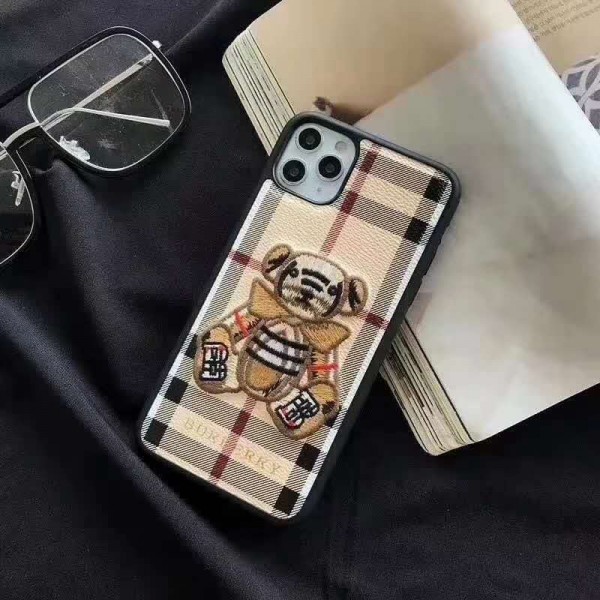 BURBERRY/バーバリー 女性向け iphone 12/12 mini/12 pro/12 pro maxケースファッション セレブ愛用 iphone12 mini/11pro maxケース刺繍クマ柄 激安iphone 11/x/8/7スマホケース ブランド LINEで簡単にご注文可