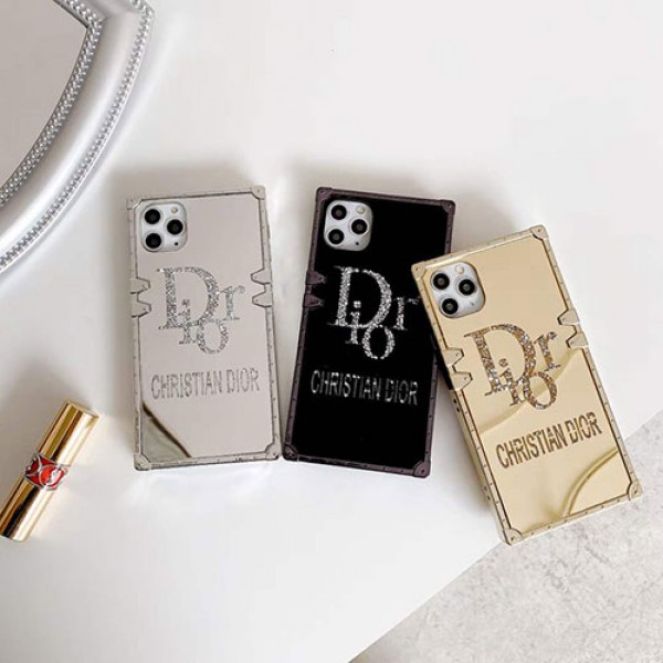 Dior/ディオールペアお揃い アイフォン12 pro/12 pro maxケースフレーム きらきら ins風 かわいい   iphone 11/xs/x/8/7ケース女性向け iphone 11/12 pro max/xr/xs maxケースアイフォン12カバー レディース バッグ型 ブランド