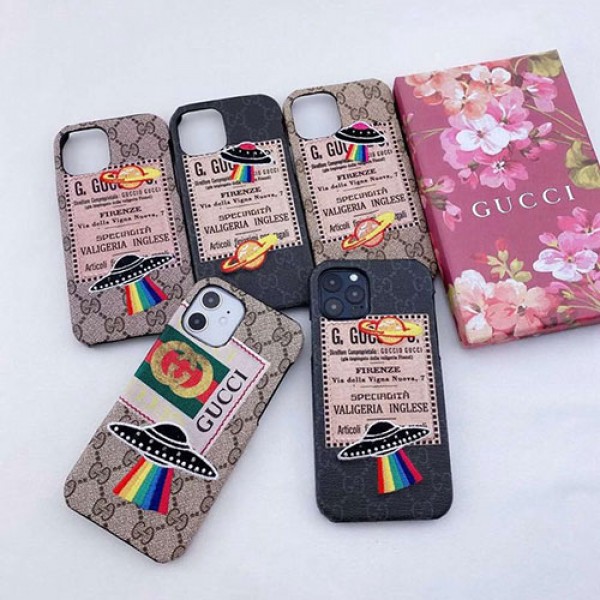 GUCCI/グッチメンズ iphone12/12mini/12pro/12pro maxケースステラ UFO柄 iphone 11/x/8/7スマホケース 安いジャケット型 2020 iphone12ケース 高級 人気アイフォン12カバー レディース バッグ型 ブランド